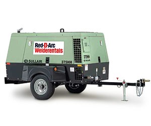 Sullair 375HH Portable Diesel Air Compressor rental unit on trailer
